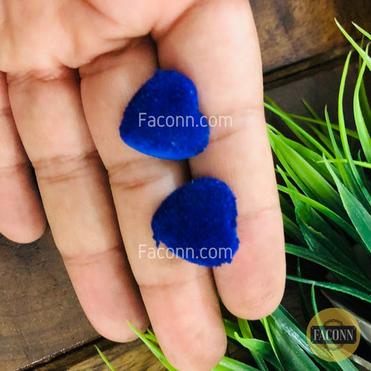 LARQ JEWELS Blue Heart Shape Trendy Velvet Stud Earring