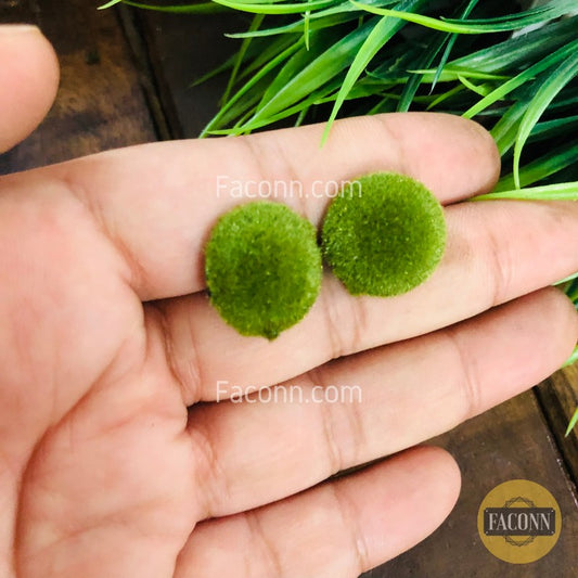 (Rusted) Green Circular Trendy Velvet Soft Stud Earring