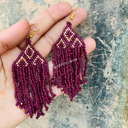 Larq Jewels Brown Seed Beaded Earrings for Women Girls