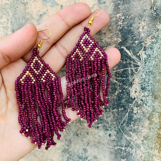 Larq Jewels Brown Seed Beaded Earrings for Women Girls