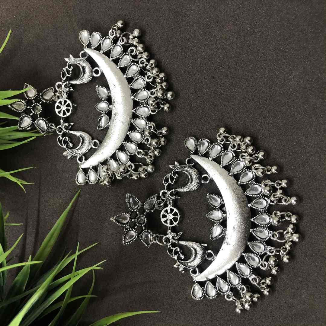 LARQ JEWELS Silver Brass Nayantara Lightly Embellished Drop Earrings for Women, Girls