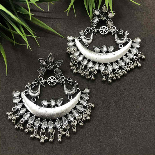 LARQ JEWELS Silver Brass Nayantara Lightly Embellished Drop Earrings for Women, Girls