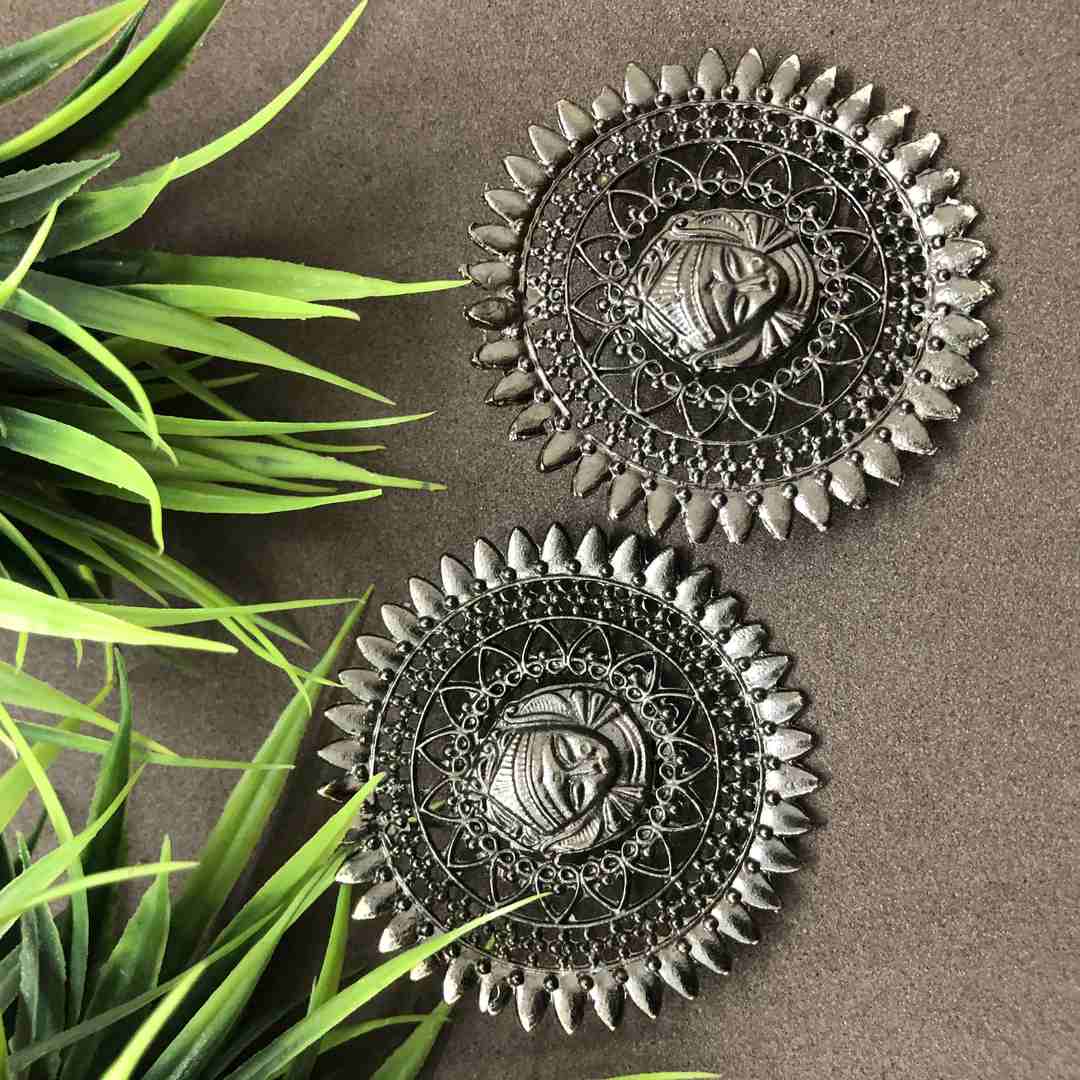 LARQ JEWELS boho black Durga earrings for women oxidised stud earrings