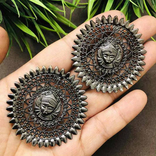 LARQ JEWELS boho black Durga earrings for women oxidised stud earrings