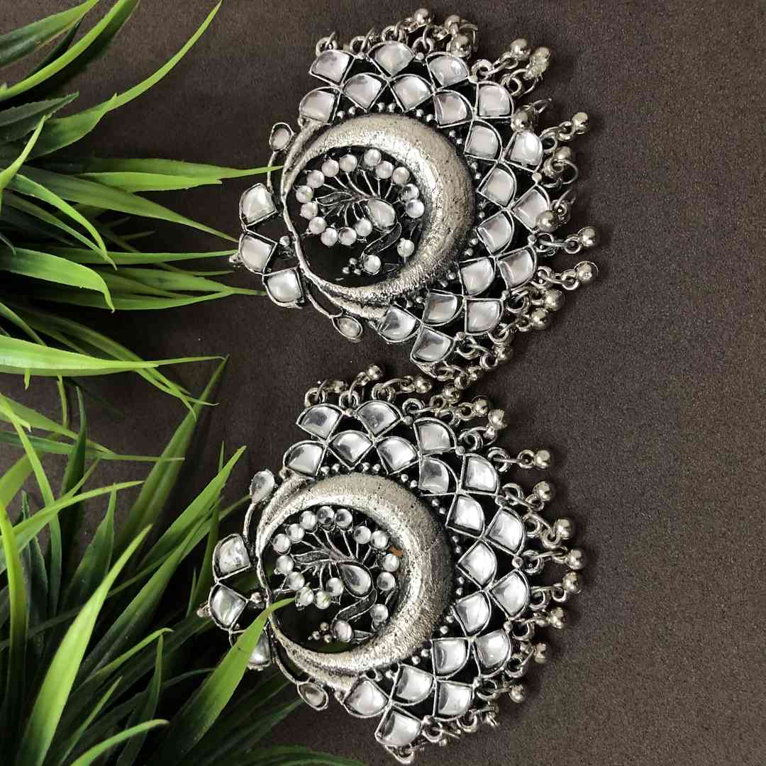 LARQ JEWELS Oxidised Silver Traditional Antique Jewellery Afghani Tribal Dangle Earrings