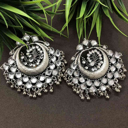 LARQ JEWELS Oxidised Silver Traditional Antique Jewellery Afghani Tribal Dangle Earrings