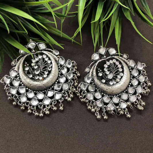 LARQ JEWELS Oxidised Silver Traditional Antique Jewellery Afghani Tribal Dangle Earrings
