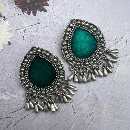 Green Teardrop Design Mini Jhumki Earrings
