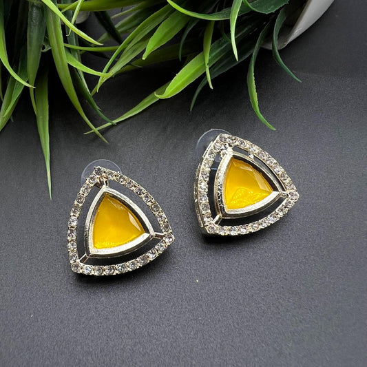 Attractive Triangle Design Yellow Stud Earrings