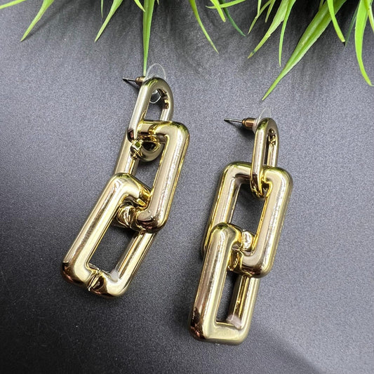 Chain Linked Earrings Korean Gold