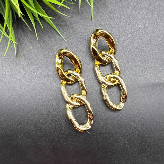 Gold Twisted Chain Linked Earrings