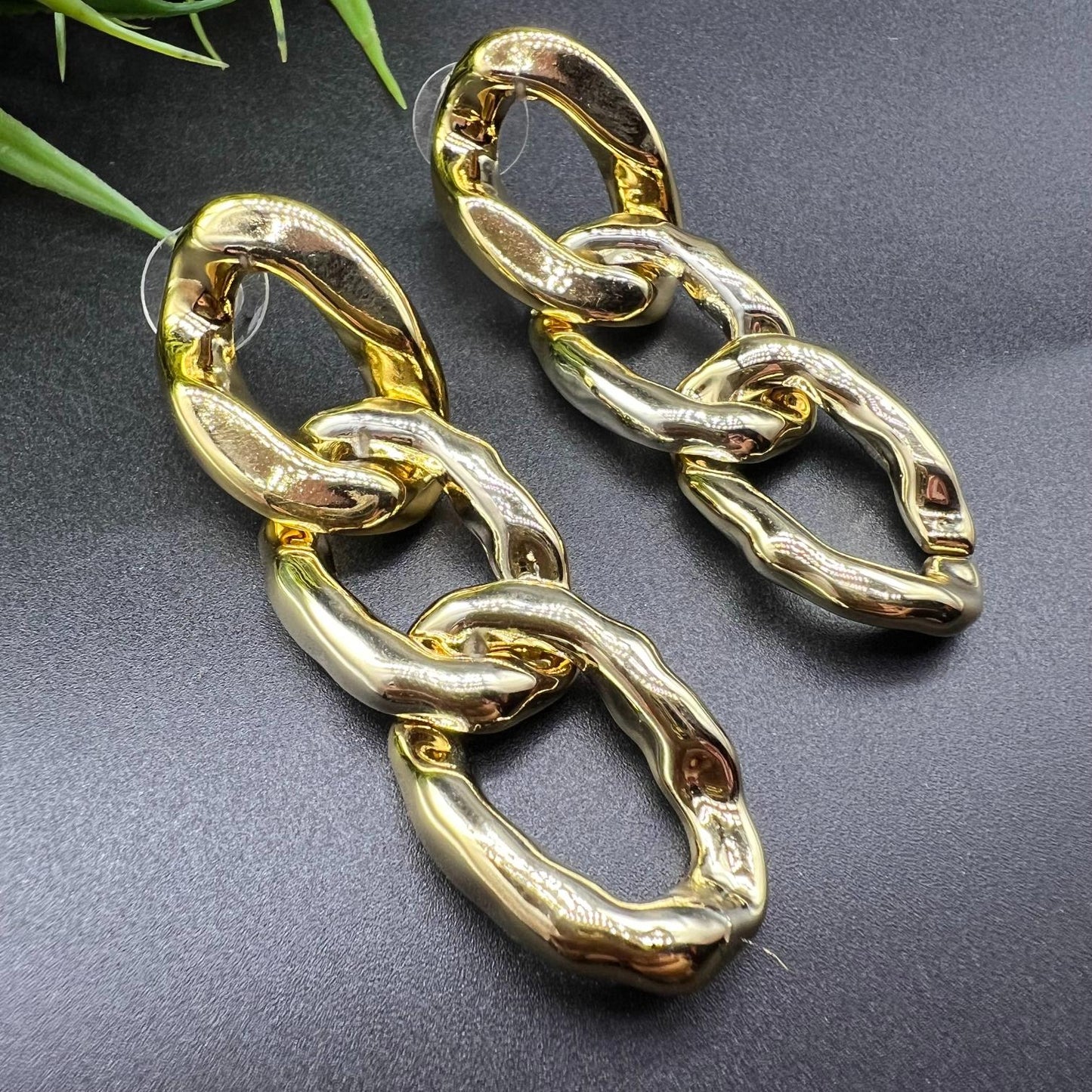 Gold Twisted Chain Linked Earrings