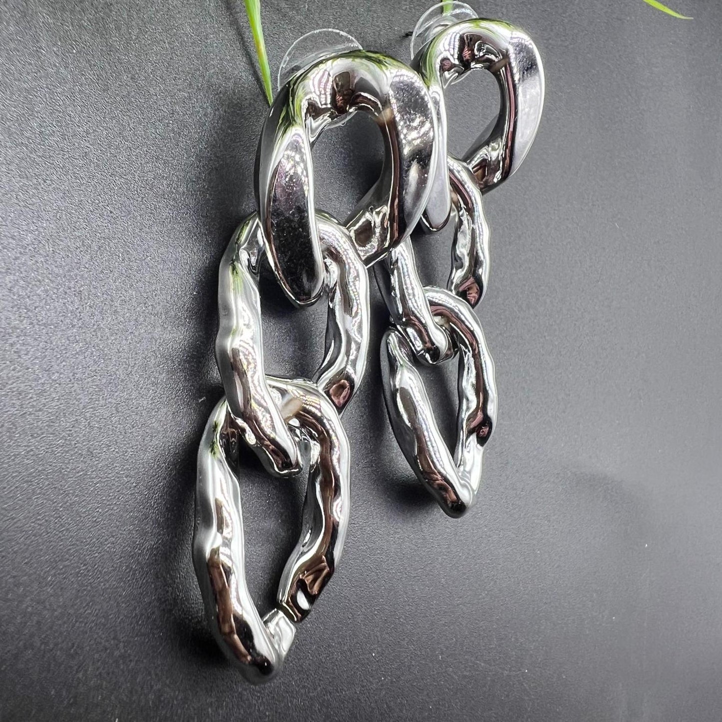 Silver Twisted Chain Linked Earrings