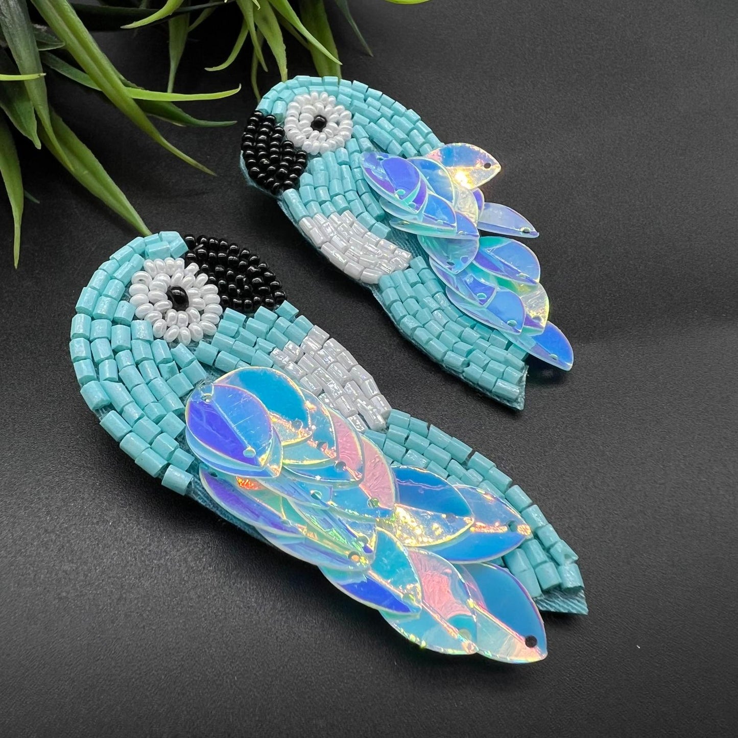 Parrot Handmade Beaded Blue Earrings