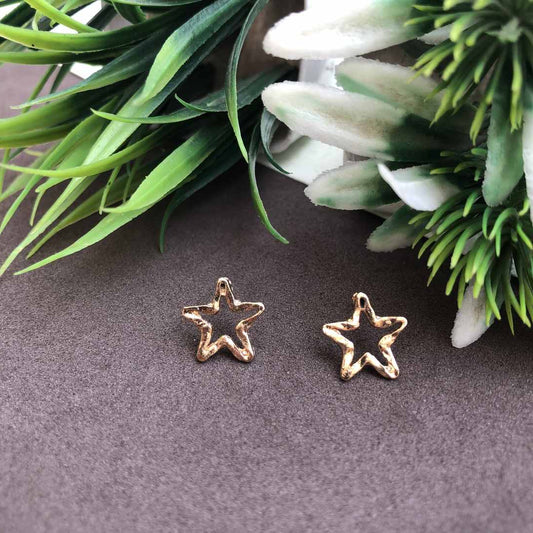 Non Precious Metal Silver Rhodium tone Star Stud Earrings