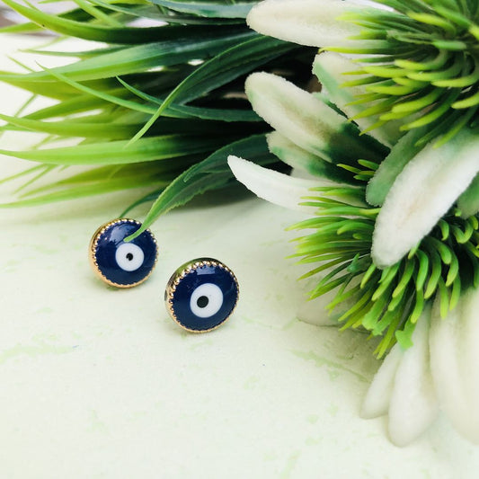 LARQ JEWELS Evil's Eye Blue Stainless Steel Stud Earring