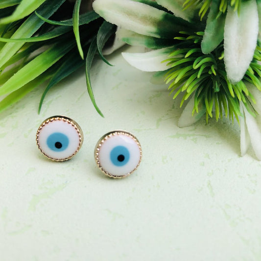 LARQ JEWELS Evil's Eye White Stainless Steel Stud Earring