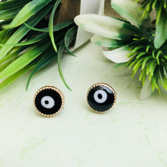 LARQ JEWELS Evil's Eye Black Stainless Steel Stud Earring