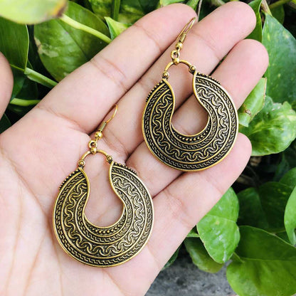 LARQ JEWELS Gold Tone Brass hollow designer earring