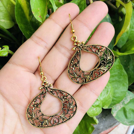 LARQ JEWELS Non Precious Brass Hollow Gold Tone Plated Earring