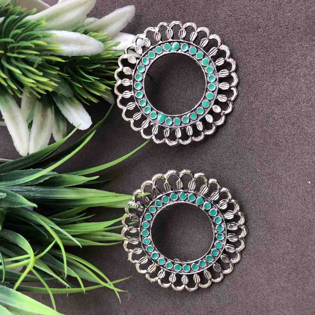 LARQ JEWELS Cian circular studs silver plated earrings