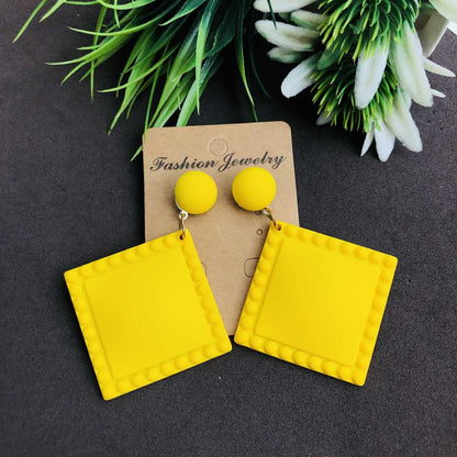 LARQ JEWELS Acrylic Design Handmade Beautiful  pop earring yellow