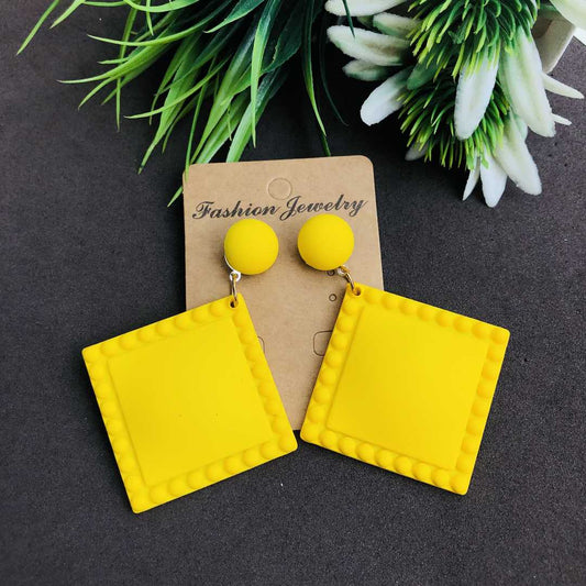 LARQ JEWELS Acrylic Design Handmade Beautiful  pop earring yellow