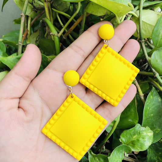LARQ JEWELS Acrylic Design Handmade Beautiful  pop earring yellow