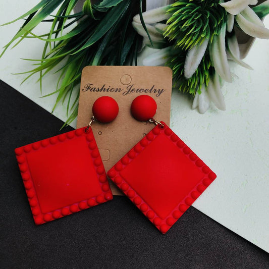 LARQ JEWELS Acrylic Design Handmade Beautiful stylish pop earring red