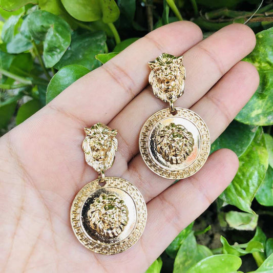 LARQ JEWELS Versace medusa gold tone earrings for women