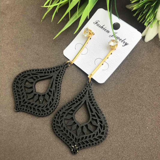 LARQ JEWELS Two ways Wooden Lightweight Earrings Black