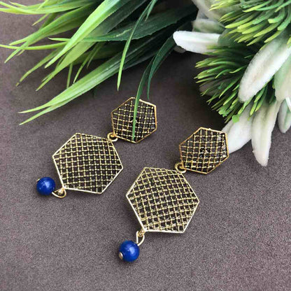 LARQ JEWELS GOLD PLATED EARRING WITH PEARL BLUE