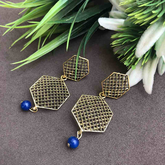 LARQ JEWELS GOLD PLATED EARRING WITH PEARL BLUE