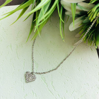 LARQ JEWELS Heart Stone Pendant Small Love Heading Sleek necklace chain