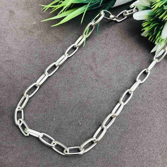 LARQ JEWELS Silver -plated oval link chain necklace