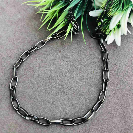 LARQ JEWELS Black -plated oval link chain necklace