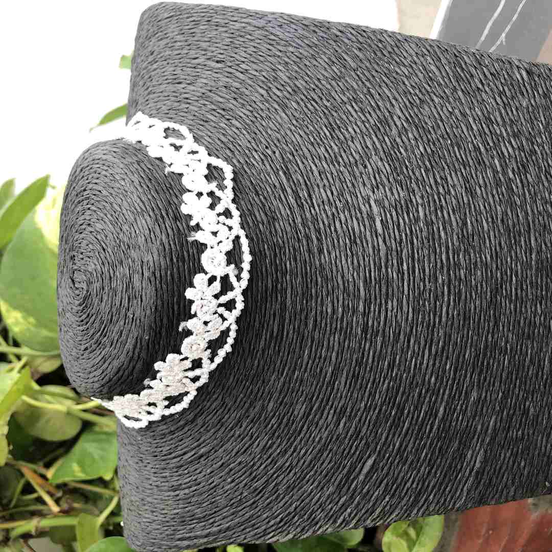LARQ JEWELS White Choker Necklace, Patterned Lace Choker, Choker Necklace
