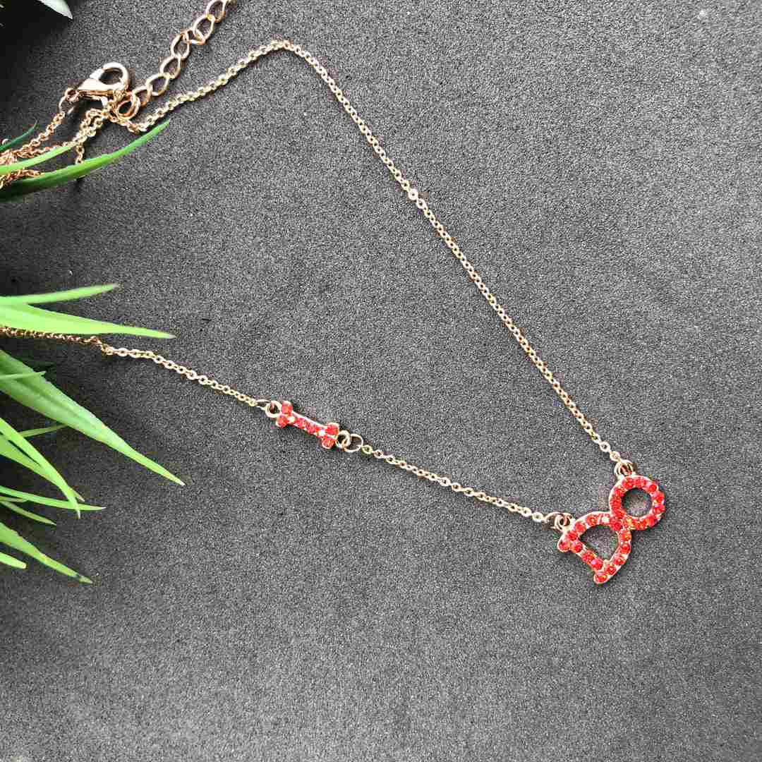 LARQ JEWELS I do red stone studded elegant sleek stylish necklace