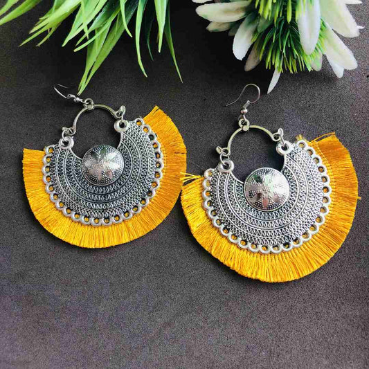 LARQ JEWELS Oxidised Silver Earrings  yellow