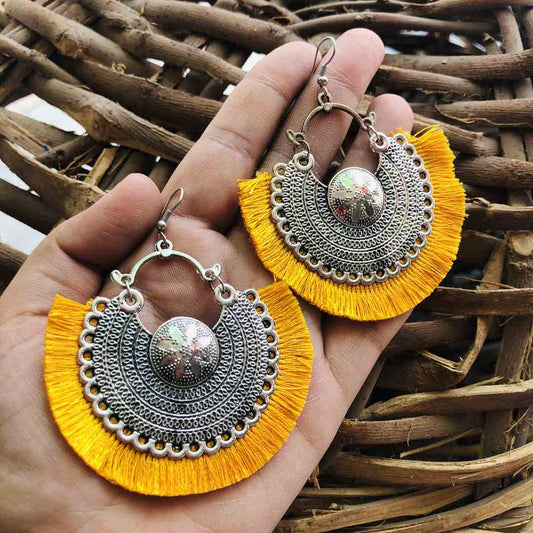 LARQ JEWELS Oxidised Silver Earrings  yellow