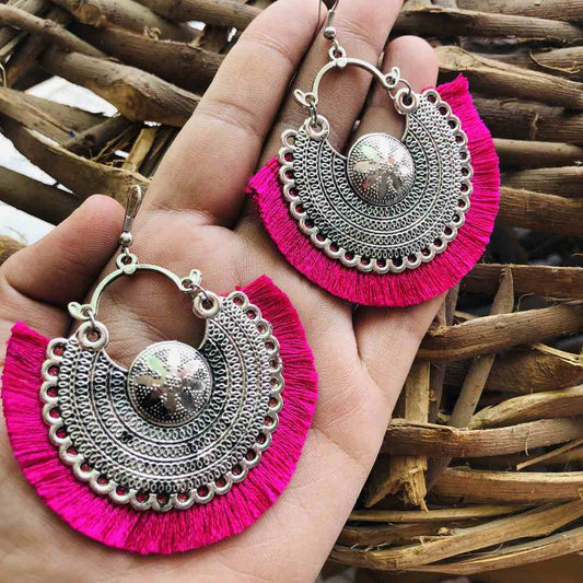 LARQ JEWELS Oxidized Silver Earrings pink