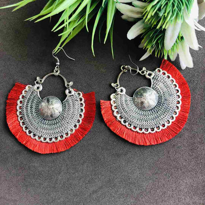 LARQ JEWELS Oxidised Silver Earrings red
