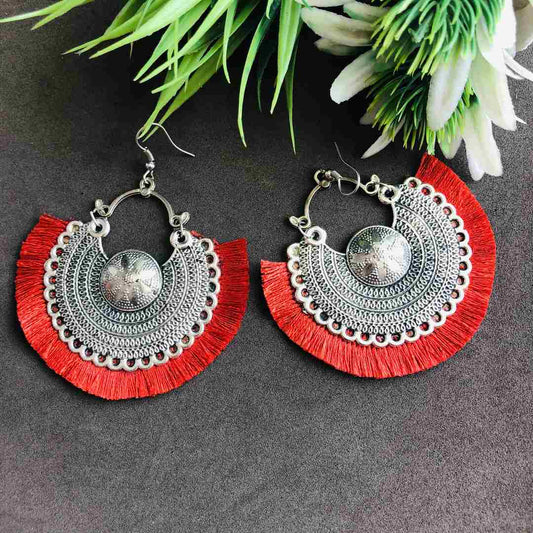 LARQ JEWELS Oxidised Silver Earrings red