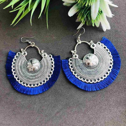 LARQ JEWELS Oxidised Silver Earrings  blue