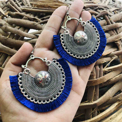 LARQ JEWELS Oxidised Silver Earrings  blue