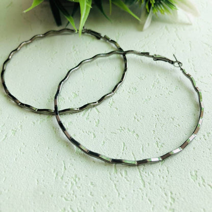 LARQ JEWELS Black plated non precious western hoop earrings