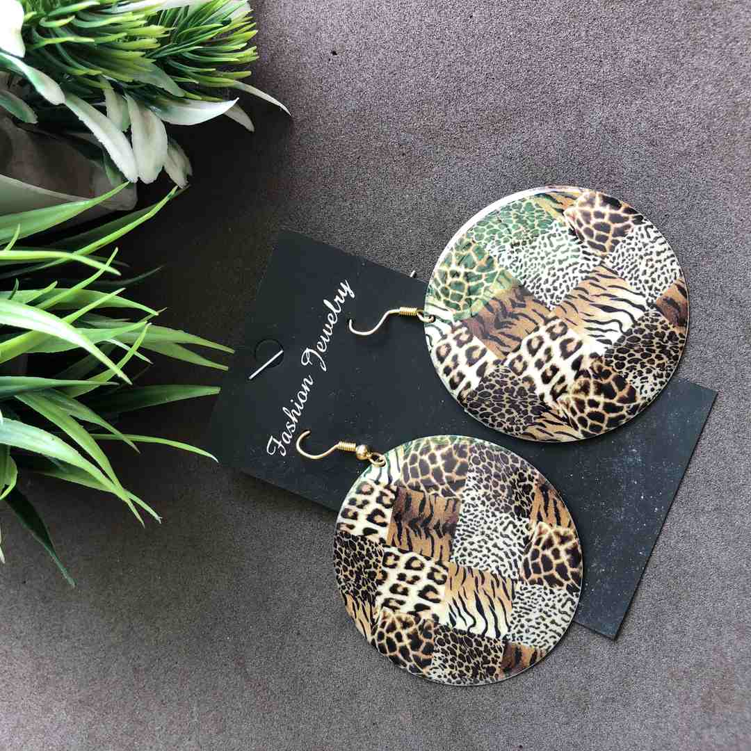 LARQ JEWELS Assorted leopard print Round metal stylish earring (any one)