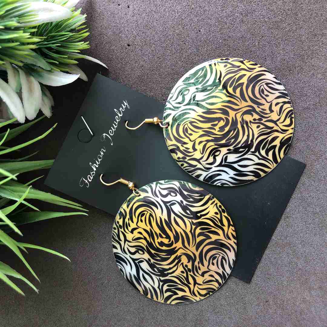 LARQ JEWELS Assorted leopard print Round metal stylish earring (any one)