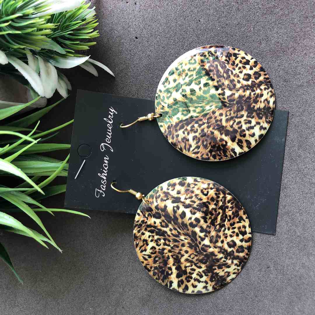 LARQ JEWELS Assorted leopard print Round metal stylish earring (any one)