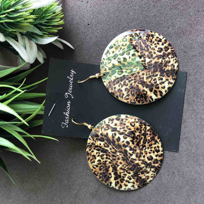 LARQ JEWELS Assorted leopard print Round metal stylish earring (any one)